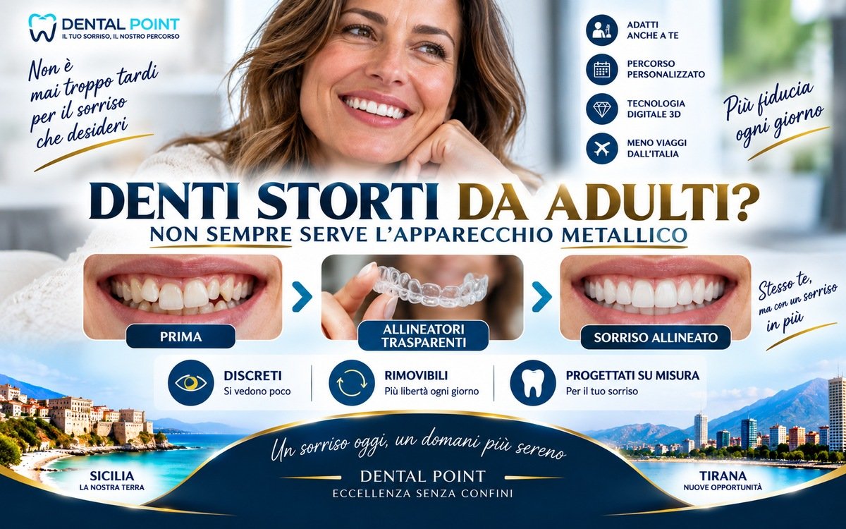 Denti storti da adulti: è possibile correggerli senza apparecchio metallico?